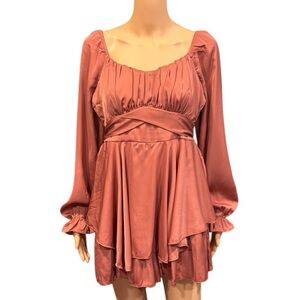 NWOT ALLISON & KELLY Long Sleeve Layered Ruffle Hem Fit & Flare Romper Medium